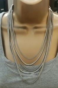Multi Strand Silver Chain Necklace